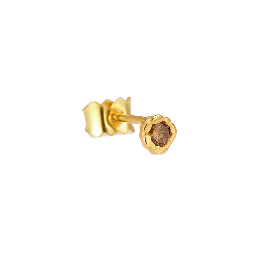 COGNAC DIAMOND SINGLE STUD RECYCLED GOLD 18CT