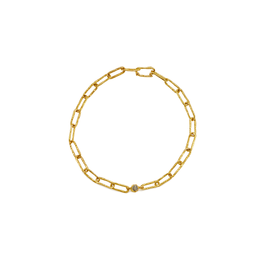 GREY DIAMOND CHAIN BRACELET 19 CM  RECYCLED YELLOW GOLD 18CT
