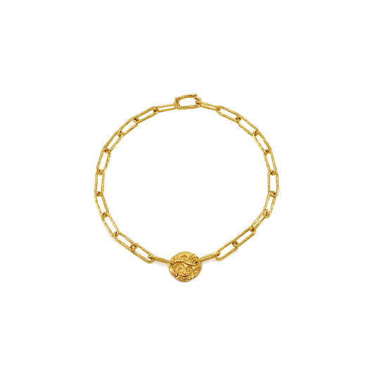 AIR MEDAL CHAIN BRACELET 19 CM  RECYCLED YELLOW GOLD 18CT