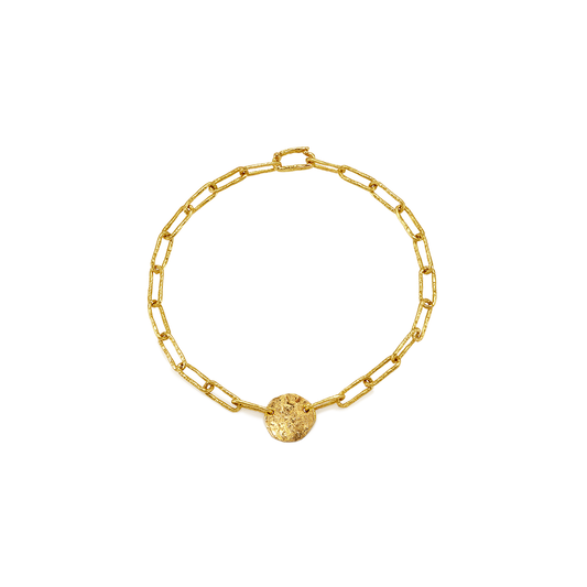 EARTH MEDAL CHAIN BRACELET 19 CM  RECYCLED YELLOW GOLD 18CT