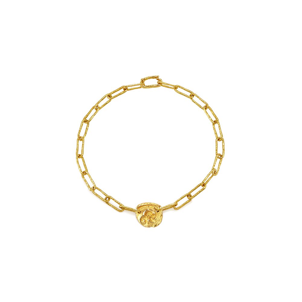 WATER MEDAL CHAIN BRACELET 19 CM  RECYCLED YELLOW GOLD 18CT