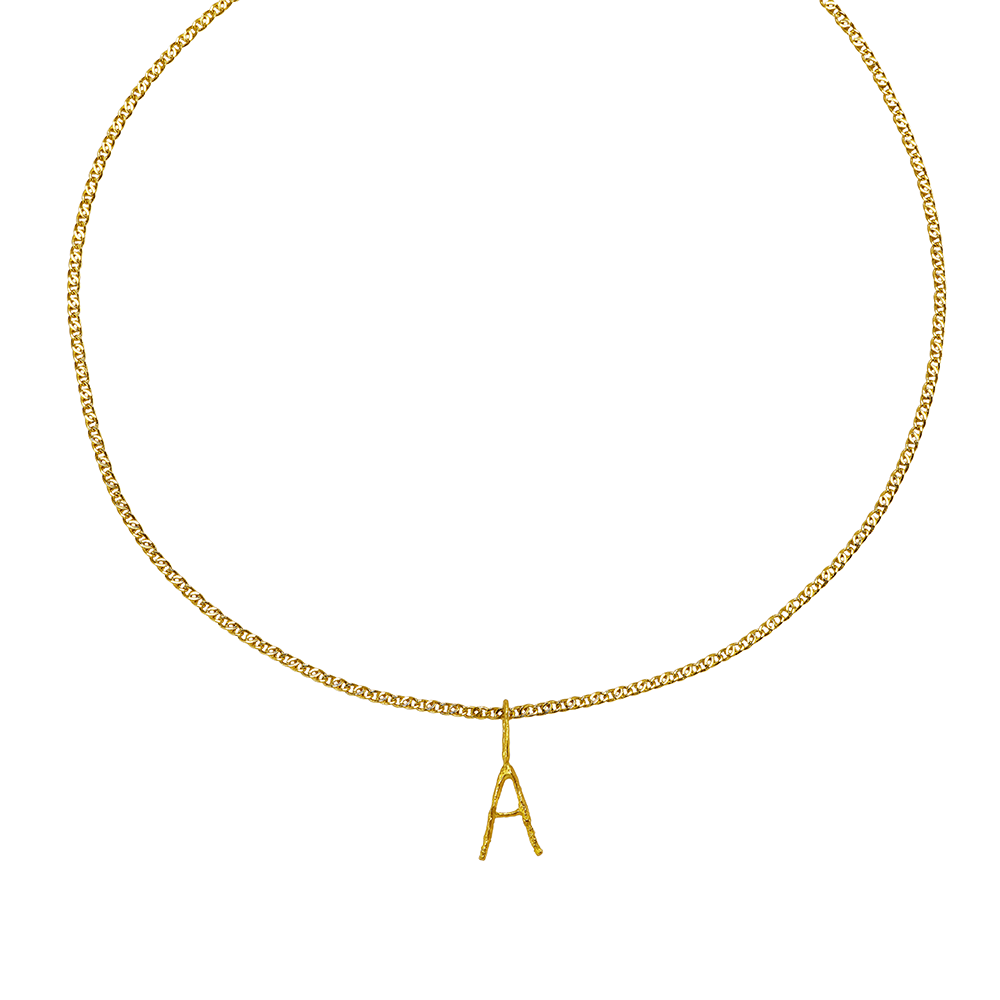 LETTER PENDANT ON A CHAIN RECYCLED GOLD 18CT
