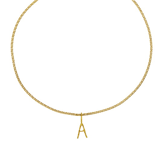 LETTER PENDANT ON A CHAIN RECYCLED GOLD 18CT