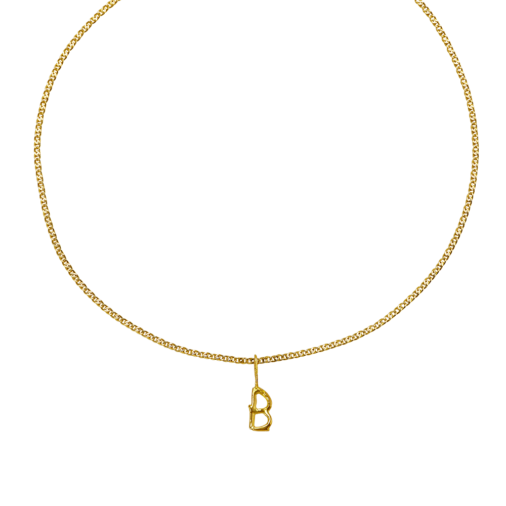 LETTER PENDANT ON A CHAIN RECYCLED GOLD 18CT