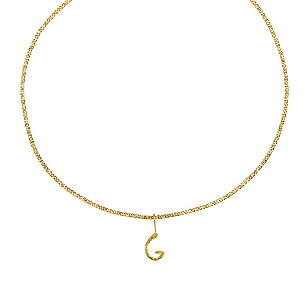 LETTER PENDANT ON A CHAIN RECYCLED GOLD 18CT