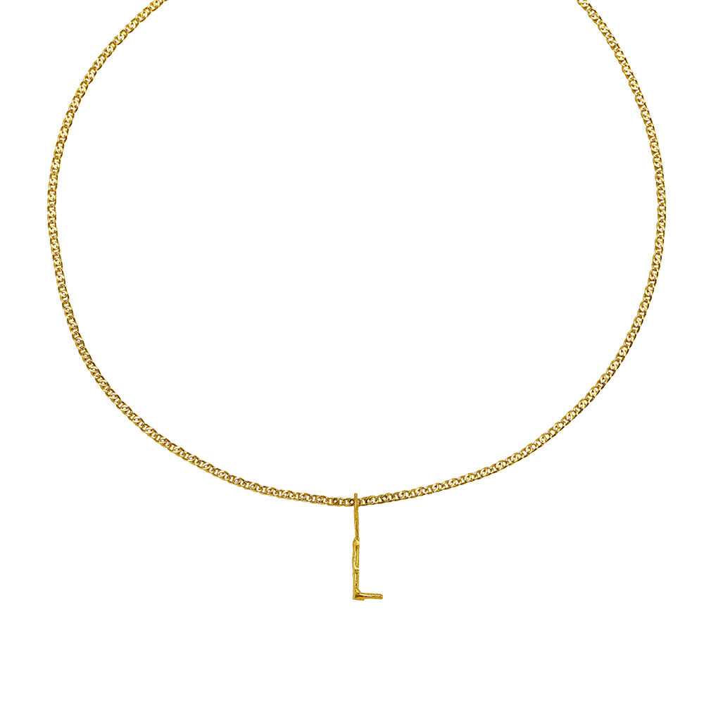 LETTER PENDANT ON A CHAIN RECYCLED GOLD 18CT