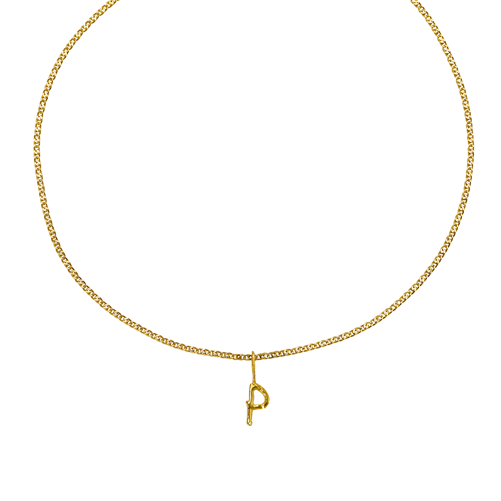 LETTER PENDANT ON A CHAIN RECYCLED GOLD 18CT