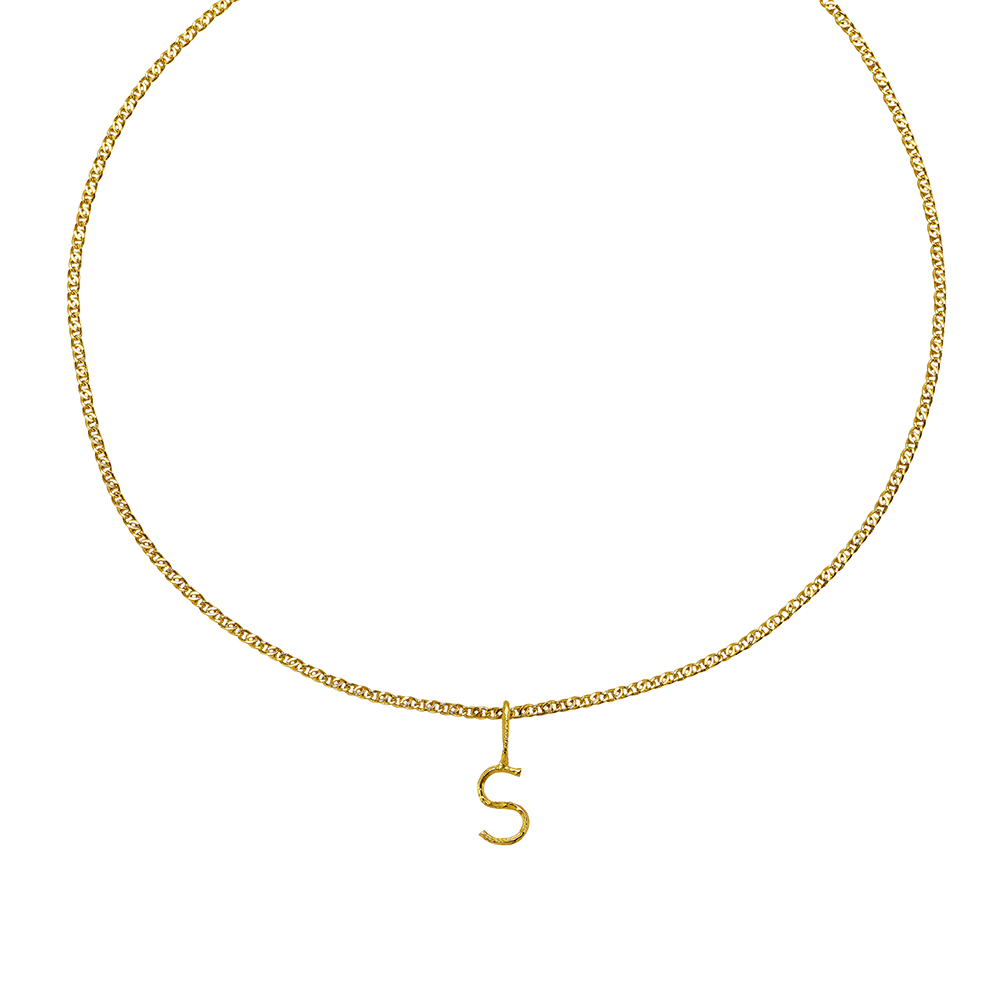 LETTER PENDANT ON A CHAIN RECYCLED GOLD 18CT