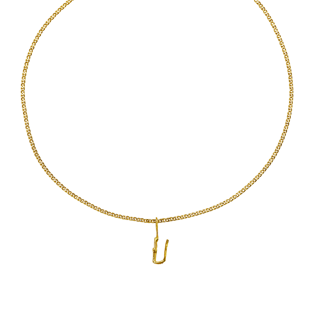 LETTER PENDANT ON A CHAIN RECYCLED GOLD 18CT
