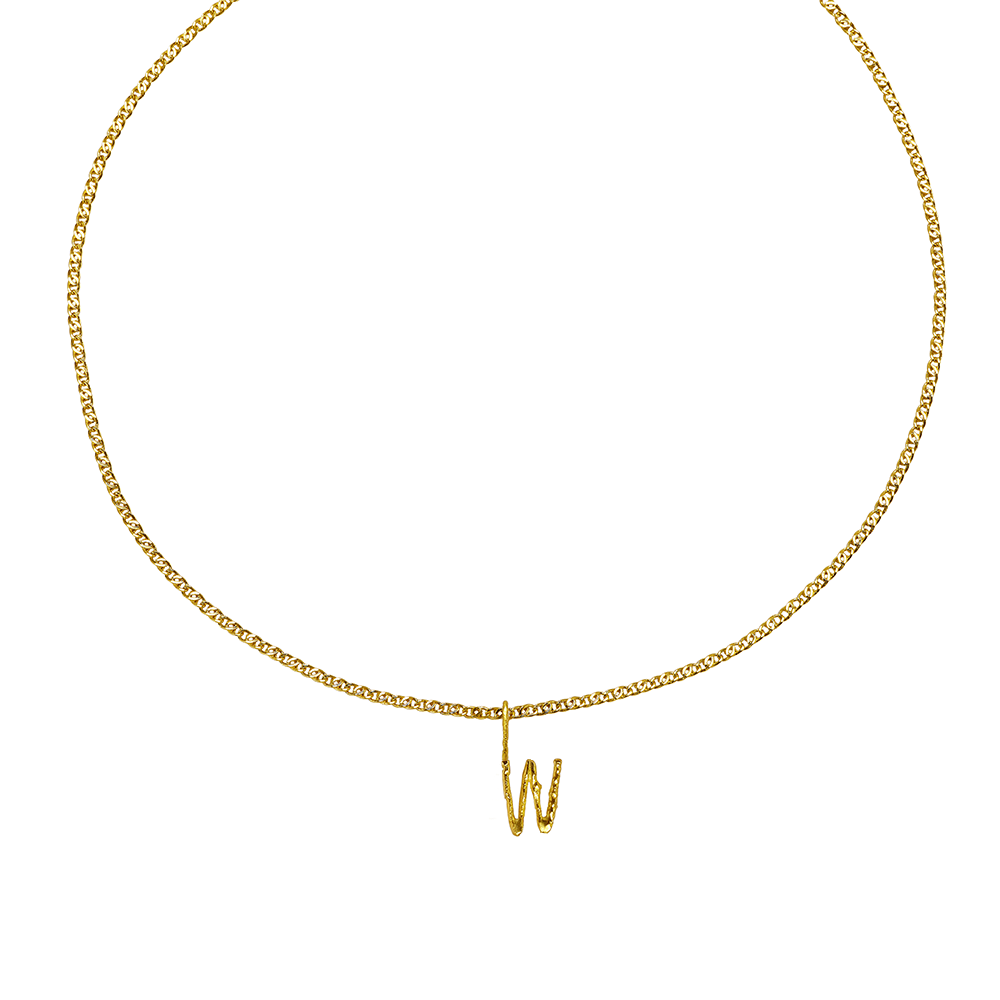 LETTER PENDANT ON A CHAIN RECYCLED GOLD 18CT