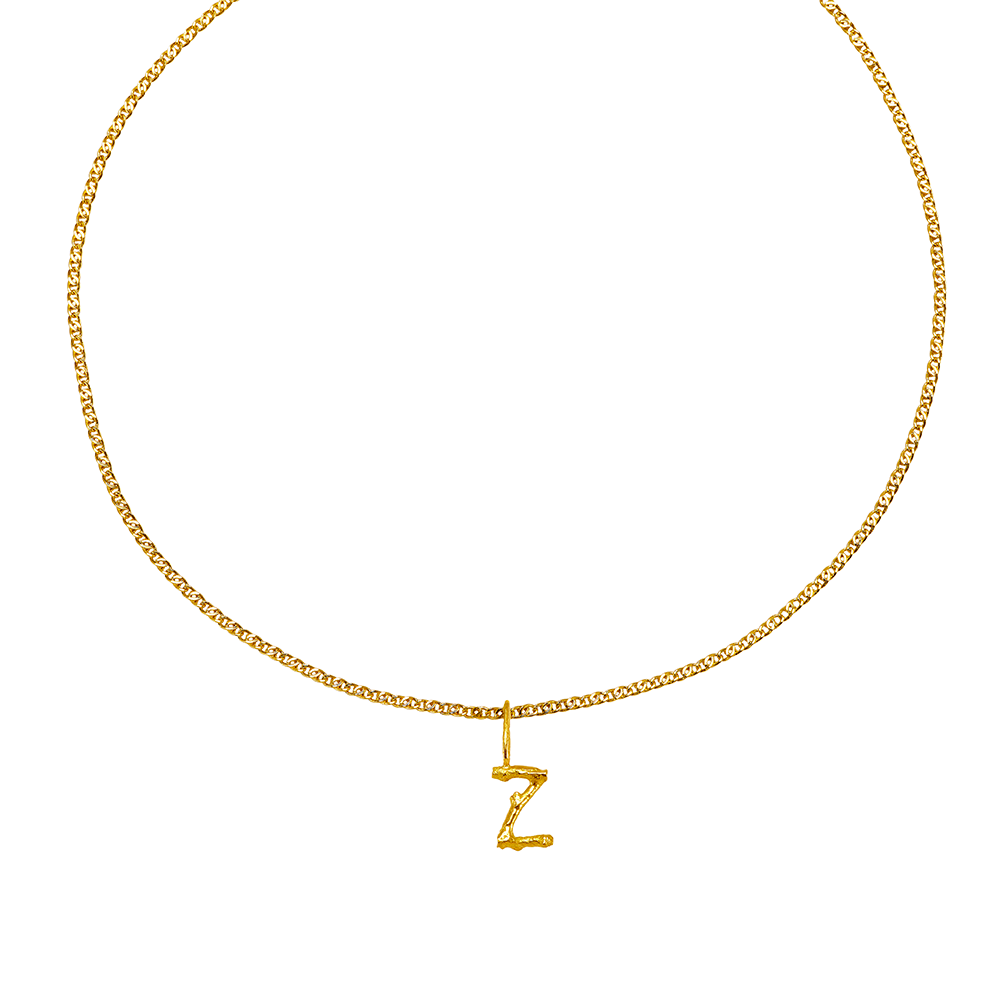 LETTER PENDANT ON A CHAIN RECYCLED GOLD 18CT