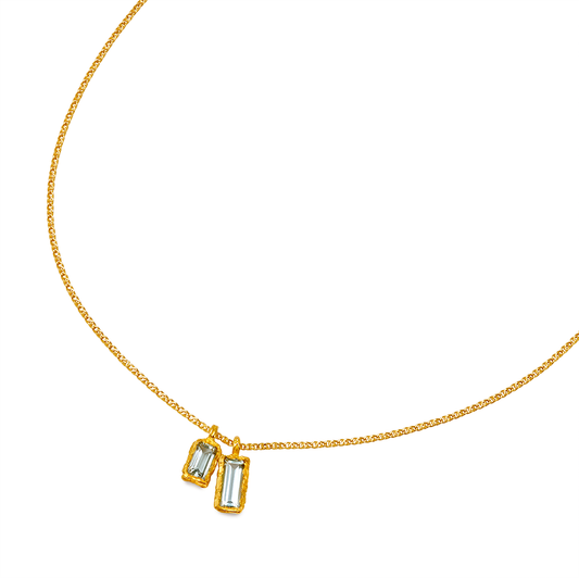 DUO BLUE AQUAMARINE PENDANTS RECYCLED YELLOW GOLD 18CT