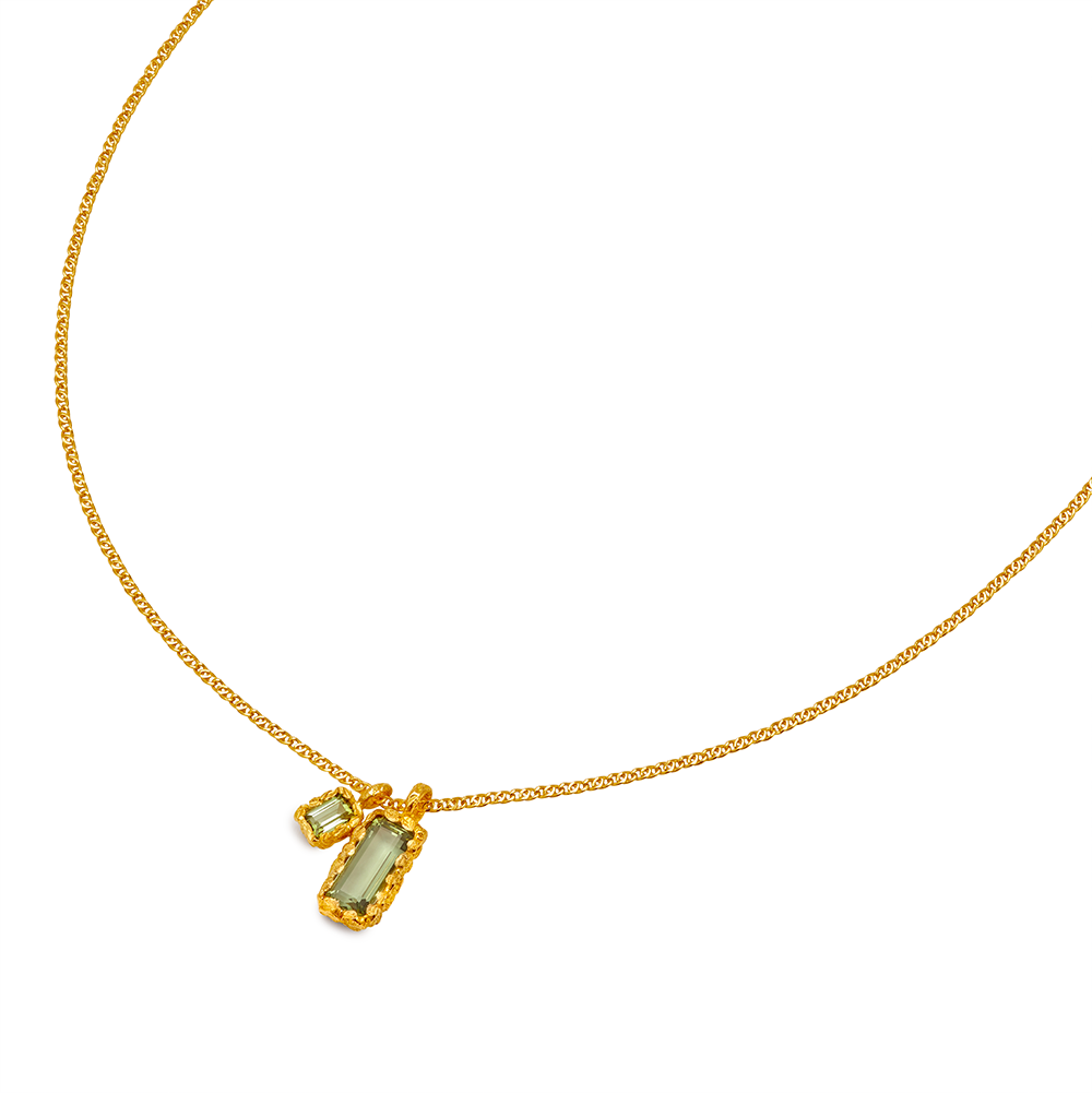 DUO GREEN TOURMALINE PENDANTS RECYCLED YELLOW GOLD 18CT
