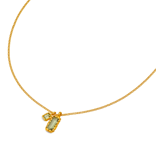DUO GREEN TOURMALINE PENDANTS RECYCLED YELLOW GOLD 18CT