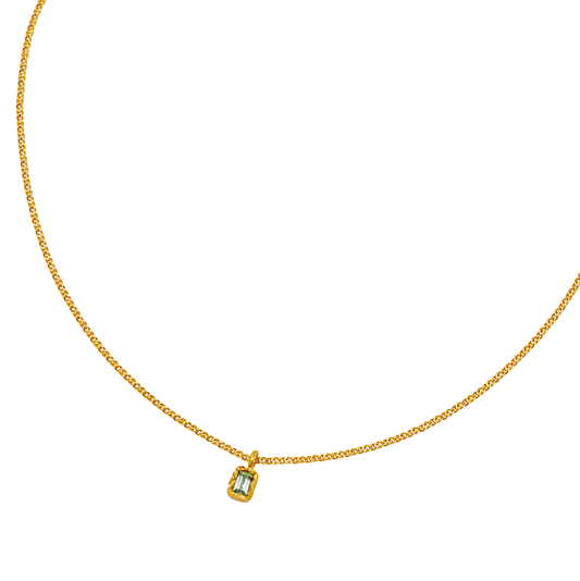GREEN TOURMALINE PENDANT RECYCLED YELLOW GOLD 18CT
