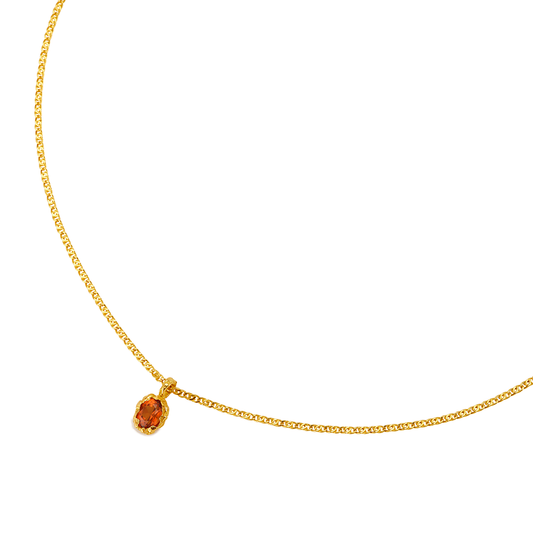 RED GARNET PENDANT RECYCLED YELLOW GOLD 18CT