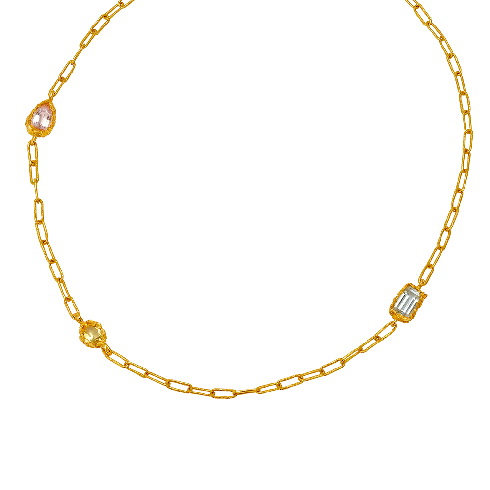CHAIN NECKLACE 46 CM BERYL MORGANITE AQUAMARINE