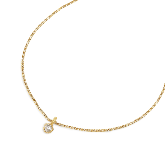 WHITE DIAMOND PENDANT RECYCLED YELLOW GOLD 18CT