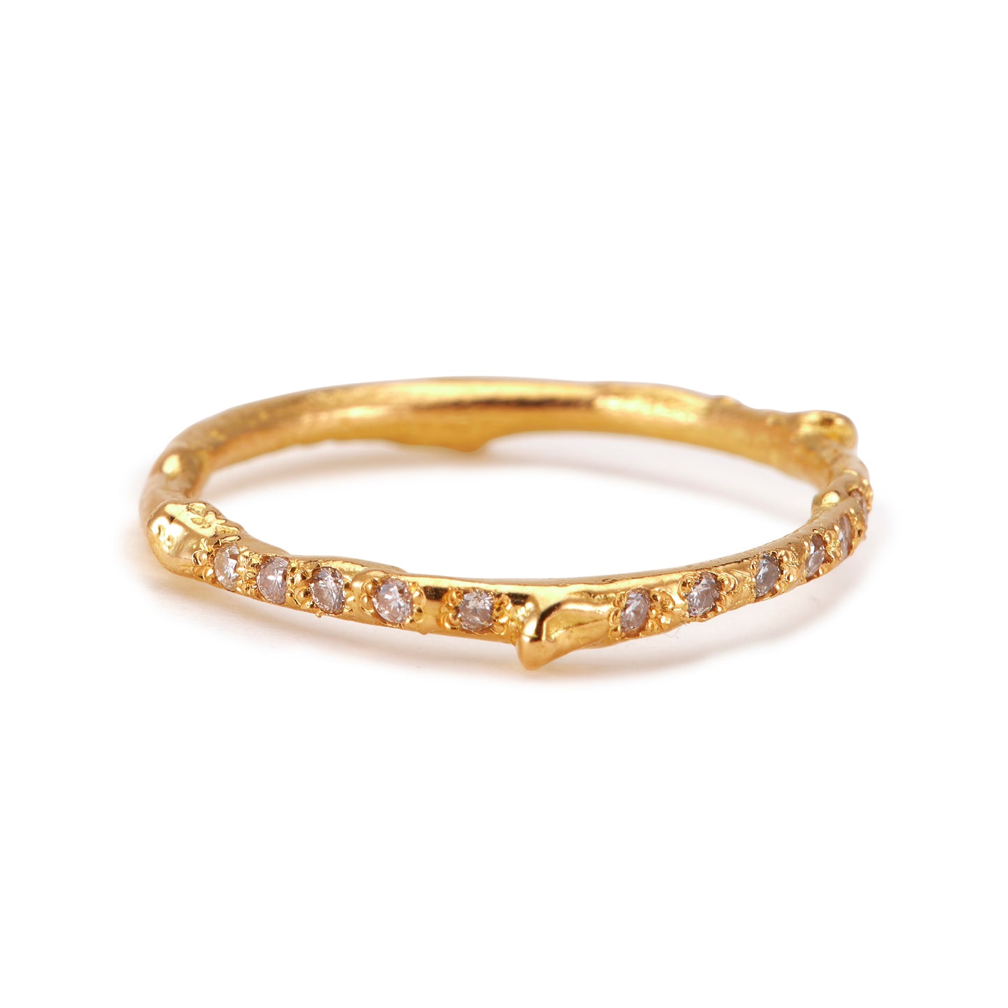 FULL DIAMONDS THIN PLAIN BAND RECYCLED YELLOW GOLD 18CT