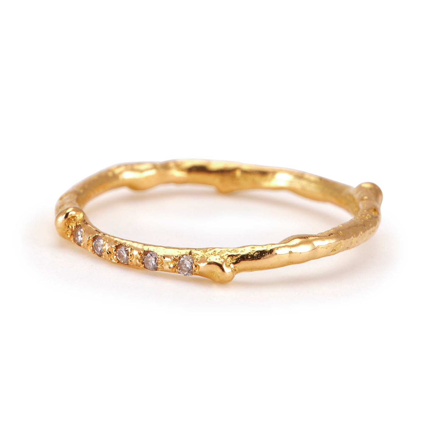 HALF DIAMOND THIN PLAIN BAND RECYCLED YELLOW GOLD 18CT