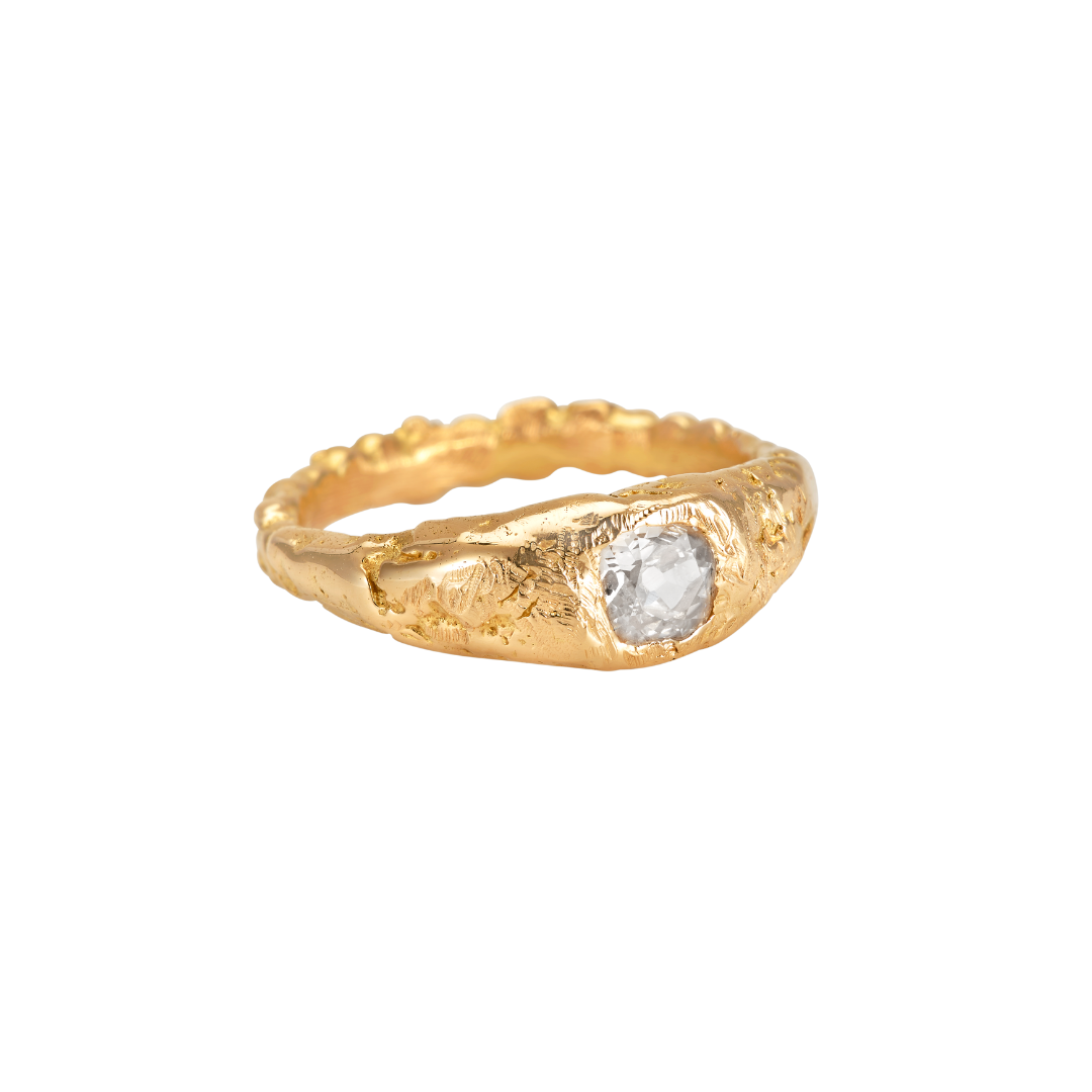PINKY RING RECYCLED YELLOW GOLD 18CT DIAMOND