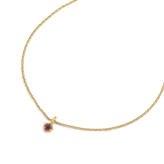 PINK GARNET PENDANT RECYCLED YELLOW GOLD 18CT