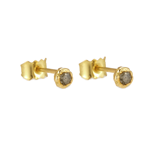 GREY DIAMOND PAIR OF STUDS RECYCLED GOLD 18CT
