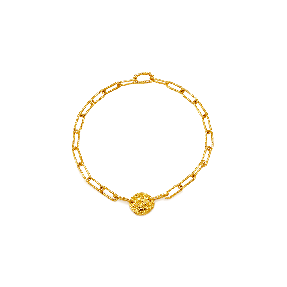 FIRE MEDAL CHAIN BRACELET 19 CM  RECYCLED YELLOW GOLD 18CT