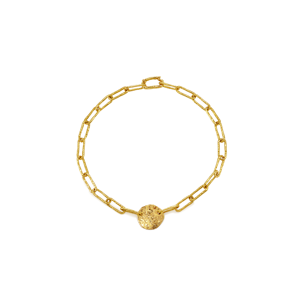 EARTH MEDAL CHAIN BRACELET 19 CM  RECYCLED YELLOW GOLD 18CT