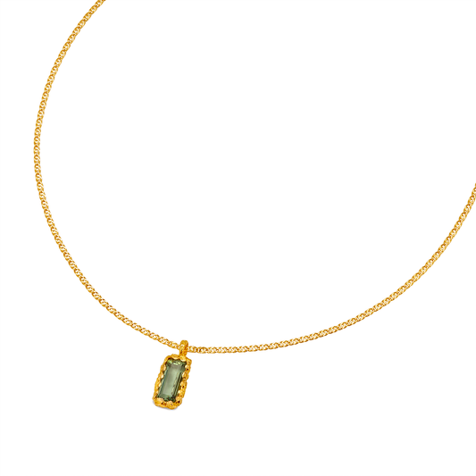 GREEN TOURMALINE PENDANT RECYCLED YELLOW GOLD 18CT