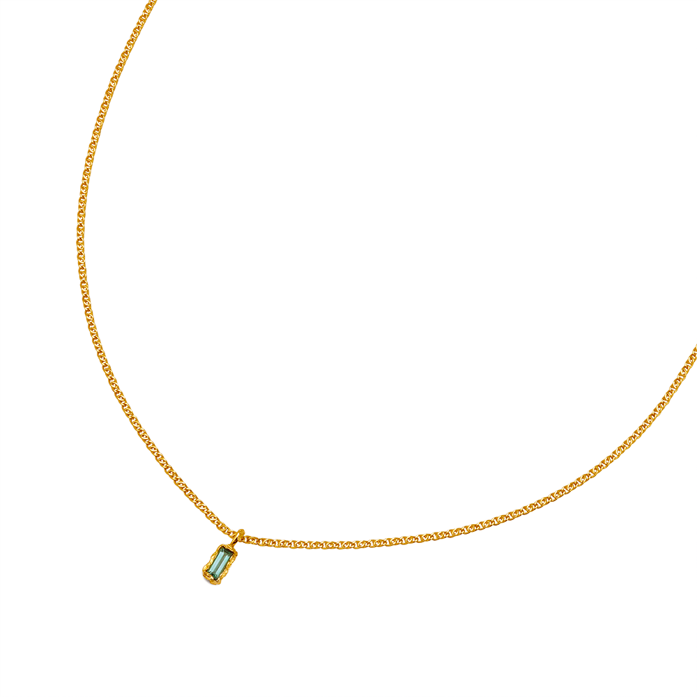 SMALL BLUE TOURMALINE PENDANT RECYCLED GOLD 18CT