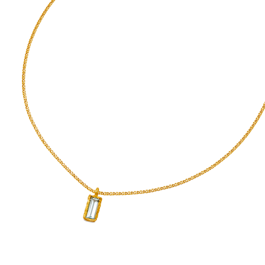 BLUE AQUAMARINE PENDANT RECYCLED YELLOW GOLD 18CT