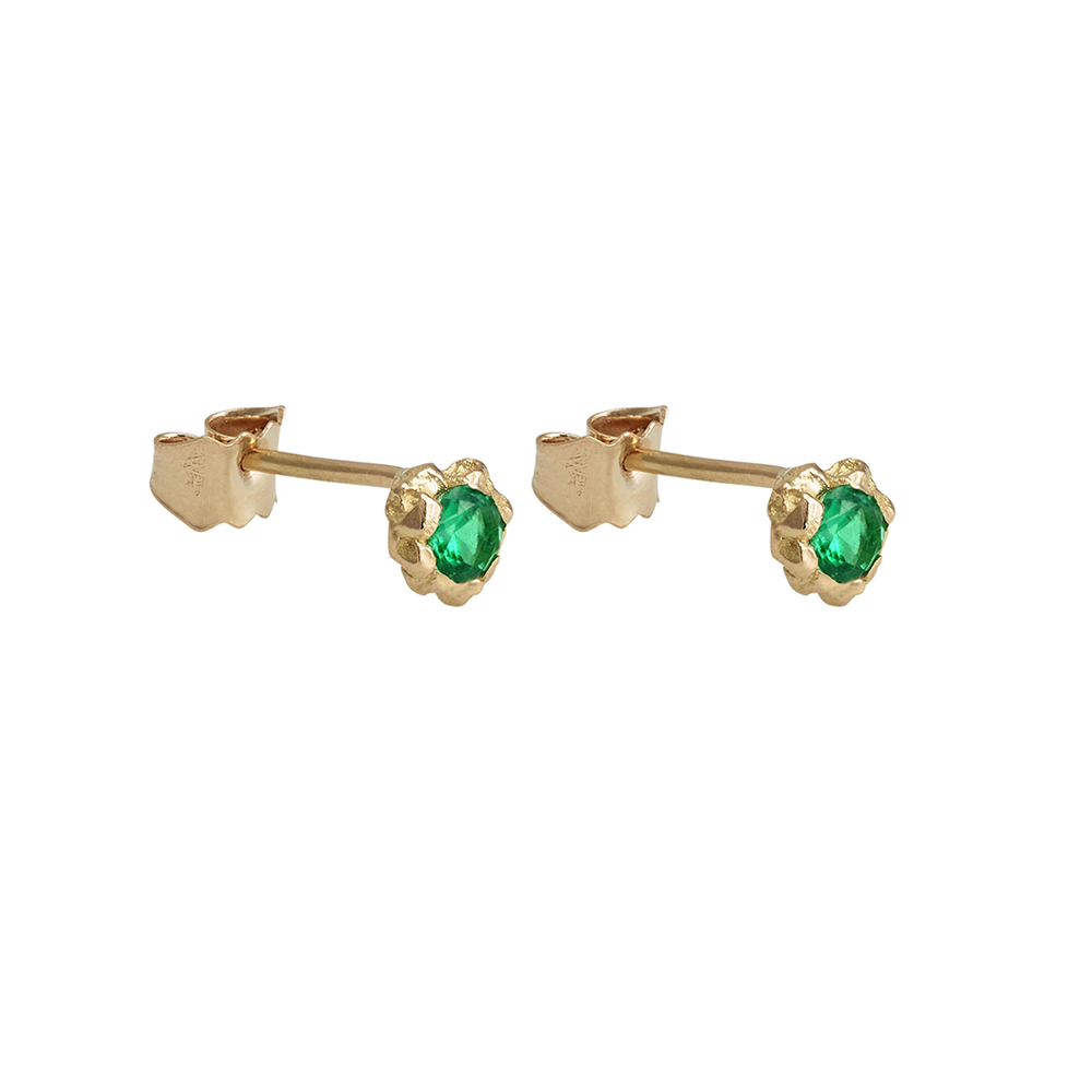 EMERALD PAIR OF STUDS RECYCLED GOLD 18CT