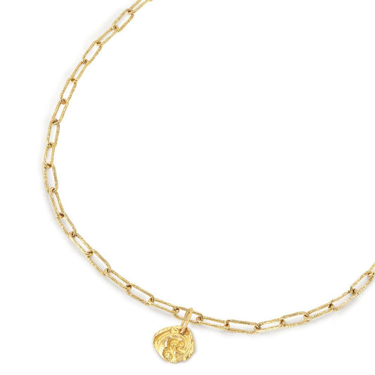 WATER MEDAL CHAIN NECKLACE RECYCLED YELLOW GOLD 18CT