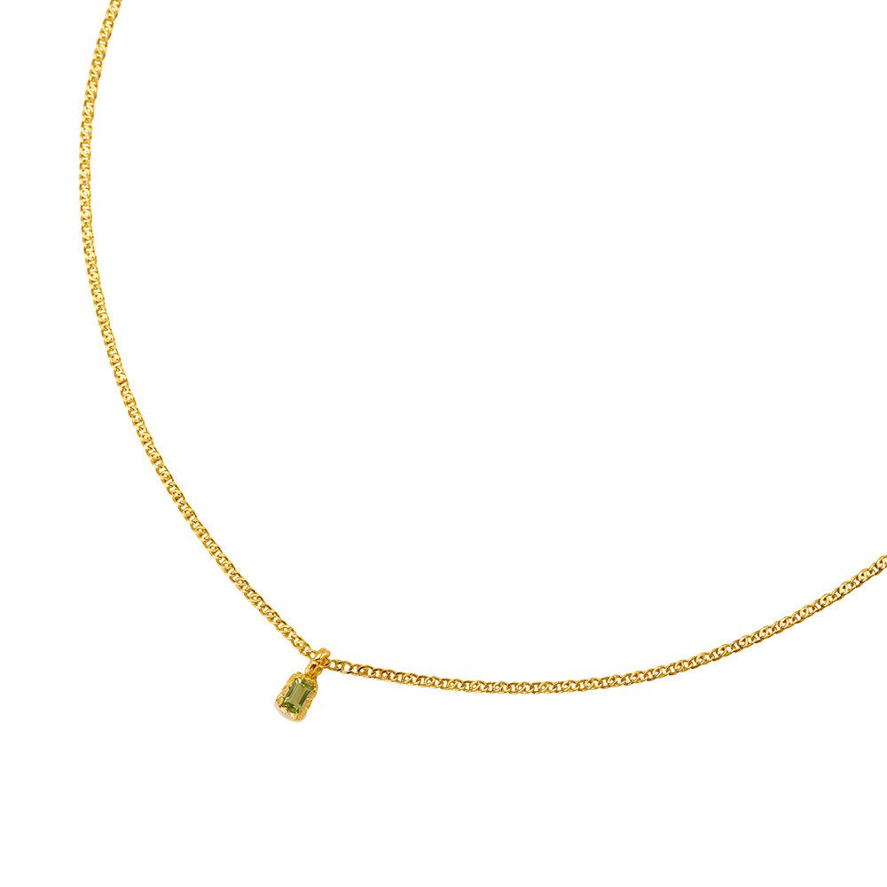 GREEN PERIDOT PENDANT RECYCLED YELLOW GOLD 18CT