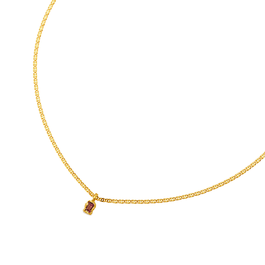 PINK TOURMALINE PENDANT RECYCLED YELLOW GOLD 18CT