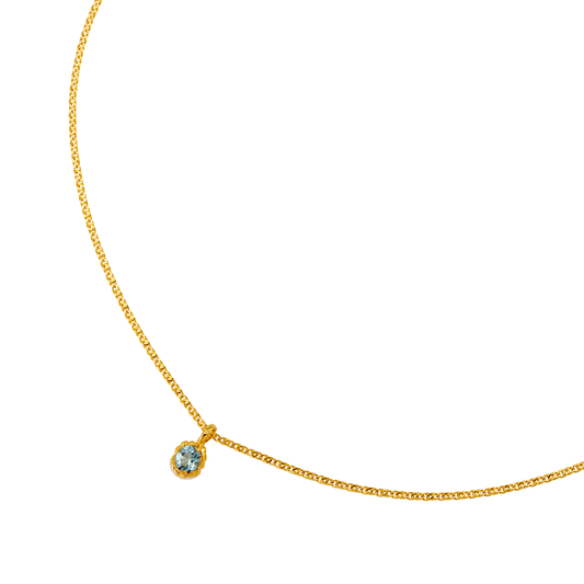 BLUE AQUAMARINE PENDANT RECYCLED YELLOW GOLD 18CT