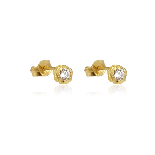 WHITE DIAMOND PAIR OF STUDS RECYCLED GOLD 18CT