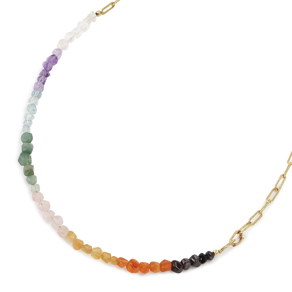 HALF CHAKRA HALF CHAIN NECKLACE RECYCLED YELLOW GOLD 18CT