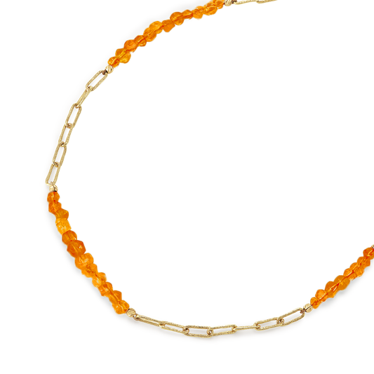FIRE CHAIN NECKLACE 46 CM  CARNELIAN & 18KT RECYCLED GOLD